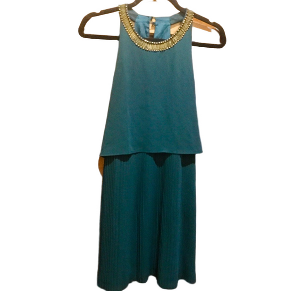 fab'rik Dresses & Skirts - Fab’Rik green, beaded collar dress